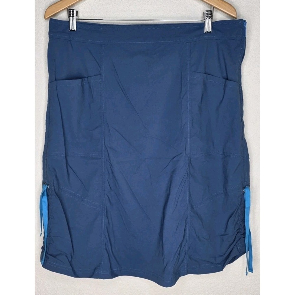 Title Nine Women 14 Navy Skirt‎ Zipper Pocket Cinch Tie Sides Golf Casual Cargo